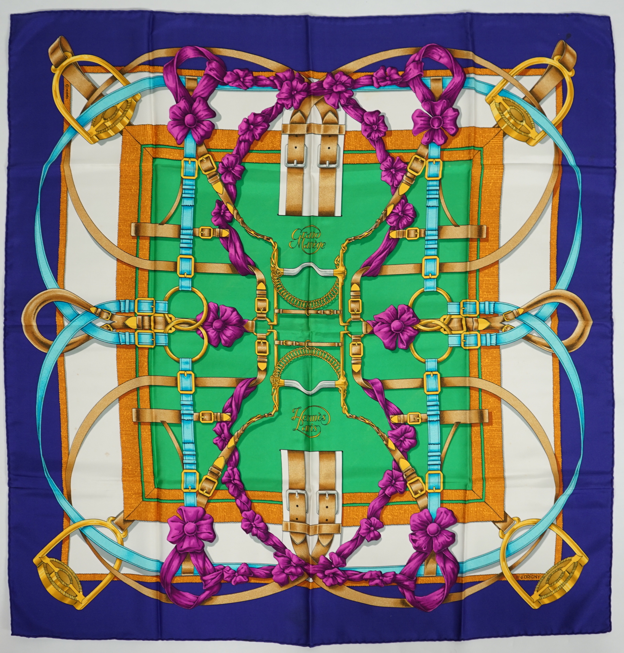 A Hermès 'Grand Manège' Henry d'Origny silk scarf, 90cm x 90cm